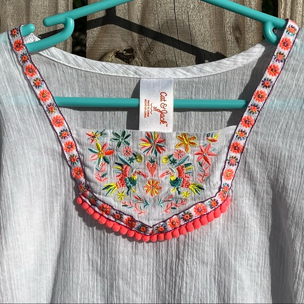 Cat & Jack Size 3T White with Multi Color Embroidery Swimsuit Coverup Dress - Picture 5 of 10